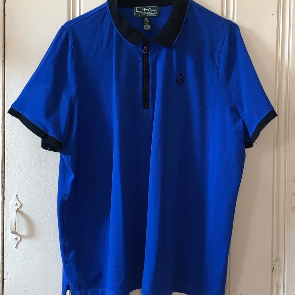 Ralph Lauren short sleeve knit polo shirt. Royal Blue.